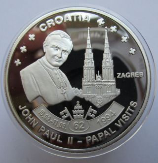 2008 Niue Half Dollar Pope John Paul Ii Visit 62 Croatia Silver Plated Coin Unc photo