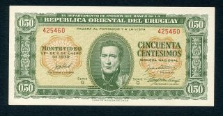 Uruguay 50 Centesimos Law 1939 P - 34 Aunc Serie G Uncirculated Banknote photo