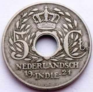 Netherlands East Indies 5 Cents 1921 P Rare Old Coin photo