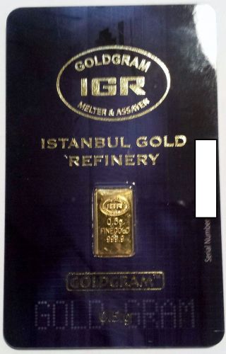 (2) 1/2 Gram Istanbul Gold Refinery (igr) Bar.  9999 Fine (in Assay) photo