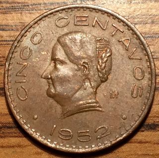 1952 Mo Mexico 5 Centavos Bronze Coin - About Uncirculated photo