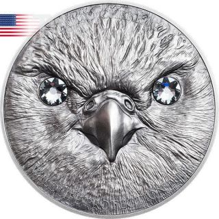 Mongolia 2016 500 Togrog Saker Falcon Wildlife 1oz Silver Antique Finish Coin photo