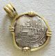 1620 ' S Silver Atocha Shipwreck Salvage 2 Reales In 18k Gold Bezel (no) South America photo 1