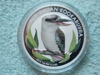 2012 Australian Silver Kookaburra 1 Oz Colorized Bu photo