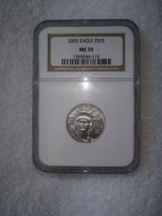2005 Ms70 Platinum Eagle $25.  00 1/4 Ounce.  9995 Pure Ngc Graded Brown Label photo