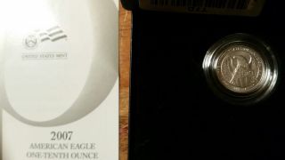 2007 - W $10 1/10oz American Eagle Platinum Burnished/uncirculated W/ogp,  (t7d) photo