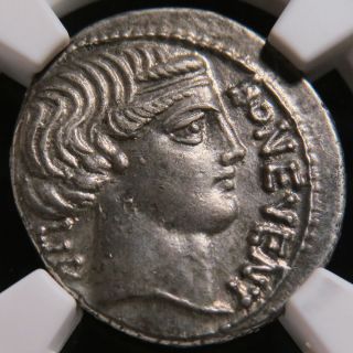 62 Bc Roman Republic L.  Scribonius Libo Bonus Eventus Silver Ar Denarius Ngc Au photo