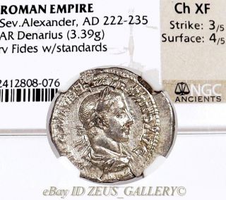 Severus Alexander Ngc Cert.  Ancient Choice Xf Fides Roman Silver Denarius Coin photo