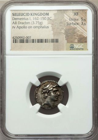 Seleucid Kingdom Demetrius I Soter 162 - 150 Bc Ar Drachm 3.  75 Gm Ngc Xf 5/5 3/5 photo