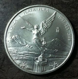 Rare Mexico 1997 Libertad 1 Oz Onza Plata Pura Silver Unc.  Key Date. photo