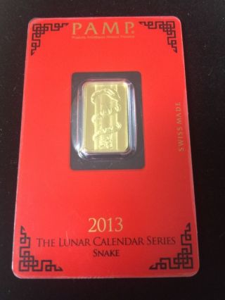 5 Gram Pamp Suisse Year Of The Snake Gold Bar (in Assay) photo