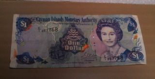 Caymen Islands 1996 1 Dollar Banknote Decent Shape photo