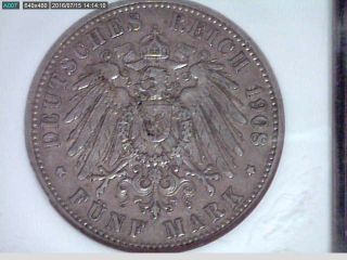 1908 A Prussia 5 Mark Ngc Xf 45 photo