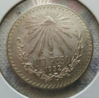 1932 Mexico One Peso Silver Coin photo