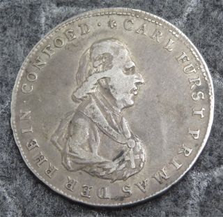 1809 - B Rhenish Confederation Silver (. 833) Half Thaler Coin Lightly Circulated photo