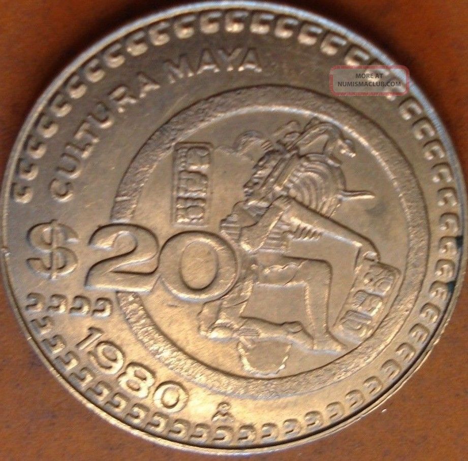 1980 20 Mexican Silver Coin