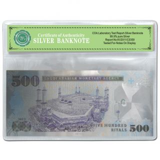 Saudi Arabia 500 Riyals Colorful Silver Plated Banknote Commemorative Note photo