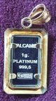 Valcambi 1g Platinum Bar 14k Gold Pendant 09 - 11 - 01 We Remember Scrap Or Wear Platinum photo 1