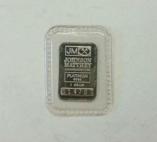 1 Gram Of Platinum (. 9995) Johnson & Matthey Refiner Ingot Serial 014707 photo