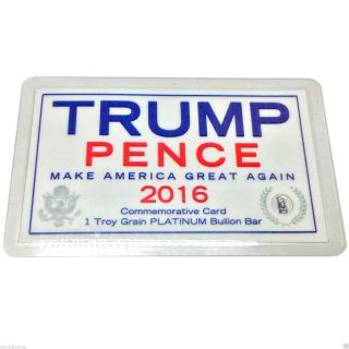 Trump Pence Platinum Card With 1 Troy Grain Real Platinum Bullion Bar photo