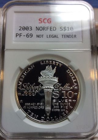 Scg Pf - 69 2003 1 Oz.  Norfed Liberty Proof.  999 Silver Round photo