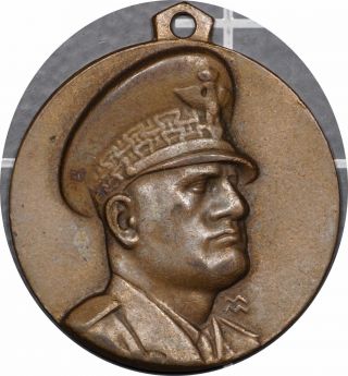 1938 Mussolini Bronze Medal,  Comando Federale Napoli,  Scarce photo