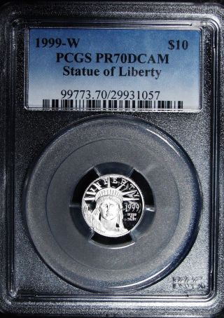 1999 W $10 1/10 Oz Pcgs Pf70 Platinum Eagle photo