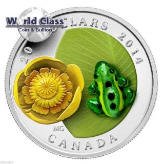 2014 1 Oz.  9999 Fine Silver Canada $20 Murano Venetian Glass 3d Frog Proof Coin photo