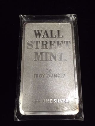 Wall Street 10 Oz.  999 Silver Bar In Plastic Wsm photo