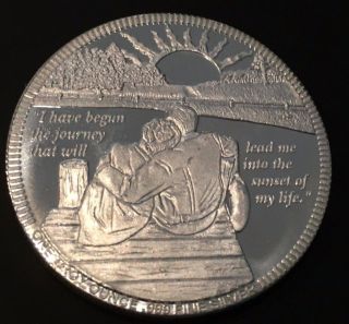 1 Troy Oz.  999 Fine Silver Round Ronald Reagan 40th President Sunset Of My Life photo
