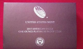 2015 American Eagle 1 Oz.  Platinum Proof Coin Box Only And, . photo