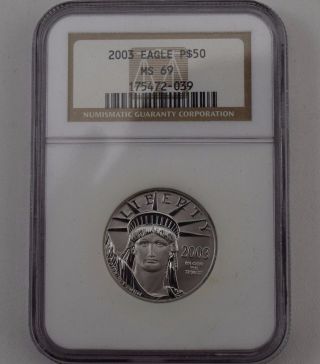 2003 Platinum Eagle $50 1/2 Oz Us Coin Ngc Ms69 photo