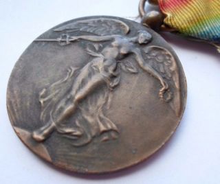 Art Nouveau Victory Angel Ww1 Bronze Pendant Medal By Dubois photo