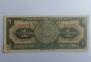 1950 México 1 Un Peso - 26 - Vii - 50 Series Cn S300285 American Bank Note Co. photo