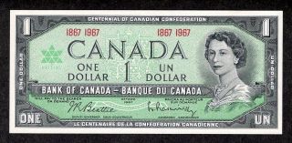 1867 1967 $1.  00 Bc - 45a Gem Unc Epq Bank Of Canada Centennial Paper One Dollar photo