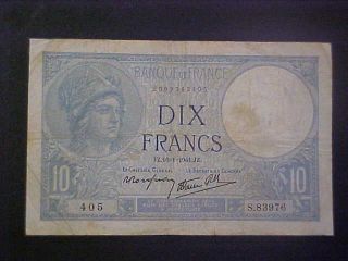 1941 France Paper Money - 10 Francs Banknote photo