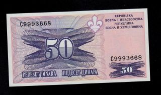 Bosnia & Herzegovina 50 Dinara (1995) Pick 47 Unc Banknote. photo