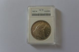 1843 Seated Liberty Silver Dollar Au50 photo