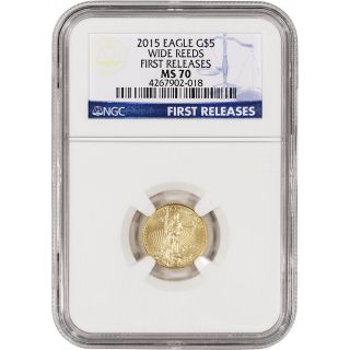 2015 American Gold Eagle (1/10 Oz) $5 - Ngc Ms70 - First Releases - Wide Reeds photo