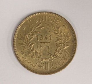 1941 Tunisia 2 Francs Coin Km 248 photo