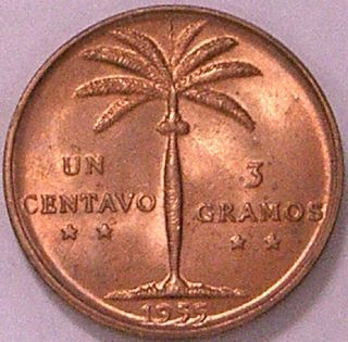 Dominican Republic 1955 1 Centavo Scarce Date / Grade - - - Choice Sharp B U - - - photo
