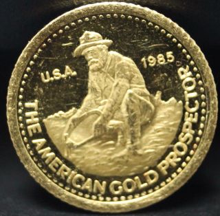 1985 Engelhard - The American Gold Prospector 1/10 Oz Fine Gold - Rare Coin photo