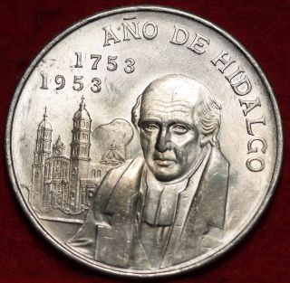 Uncirculated 1953 Mexico 5 Pesos Silver Foreign Coin S/h photo