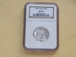 2007 American Eagle Platinum Coin 1/2 Oz.  Ms70 photo
