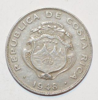 1948 Costa Rica 25 Centimos Vintage Coin World Foreign B.  N.  C.  R. photo