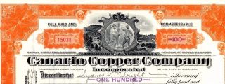 Stock Certificate: Canario Copper Company,  1925 photo