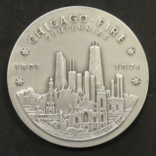 4,  Oz.  Of.  999 Fine Silver Medal 1871 - 1971 Chicago Fire Centennial photo