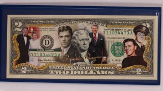 Ronald Reagan Life & Times 100th Bday Colorized $2 Note - Merrick photo