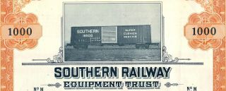 1968 Southern Railway Equipment Bond Stock Certificate Railroad Norfolk photo