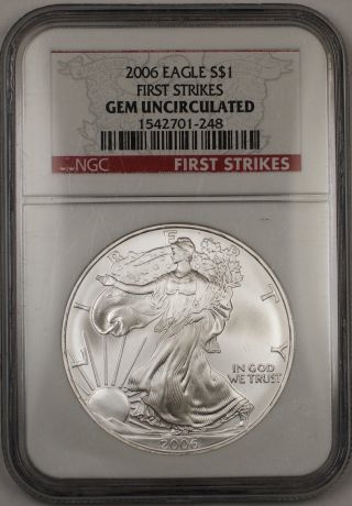 2006 First Strike American Silver Eagle Coin Ase Ngc Gem Uncirculated Unc (9) photo